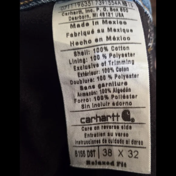 Vintage Carhartt Men's Relaxed Fit, Fleeced Lined Denim Jeans Size 38×32 - Picture 8 of 8